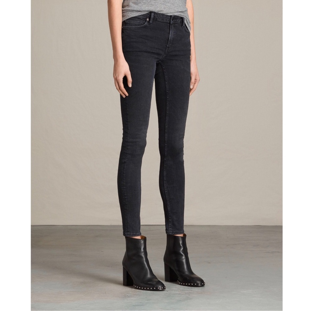 ALL SAINTS Jewel Soft Black Mid-Rise Skinny Jeans 💕